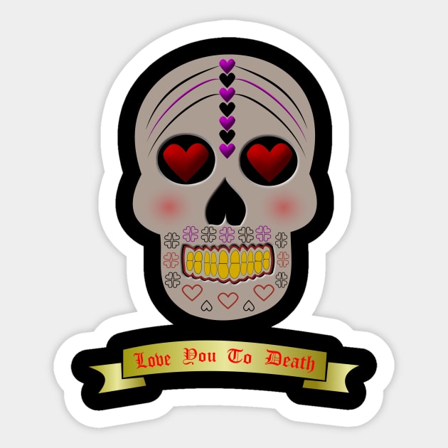 Love Skull Slogan Sticker by Krystal Raven